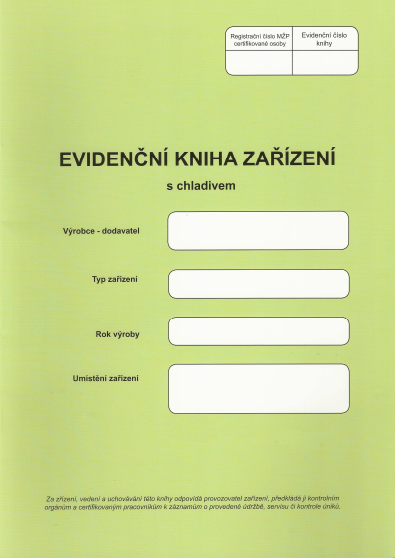 Evidenční kniha zařízení s chladivem, hasivem PDF